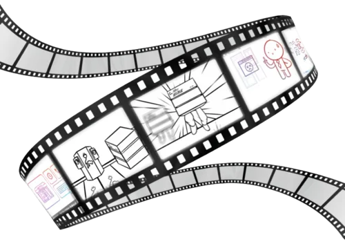 bobine de film représentant une animation digitale en motion design