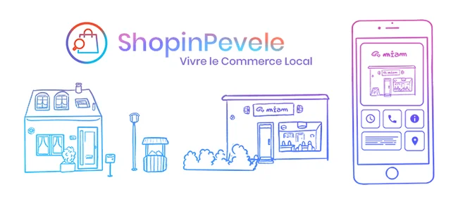 bannière de présentation de l'application de référencement local "shopinpevele" le projet rev3 de l'agence web Templeuve Éole