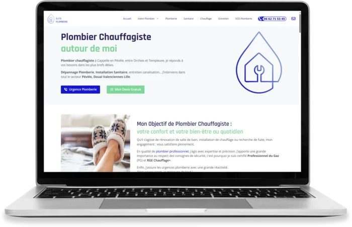 capture d'écran d'un site vitrine de plombier chauffagiste