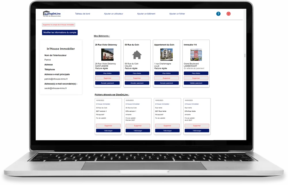 capture d'un pc affichant la page d'accueil de l'extranet métier