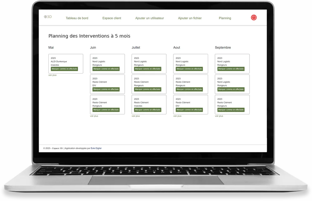 Centraliser l'information et réduire les doubles saisies capture d'un pc affichant l'interface d'une application de suivi intervention