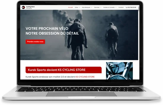 Repenser un site web autour du service capture d'un pc et smartphone affichant le site vitrine de KS Cycling Store